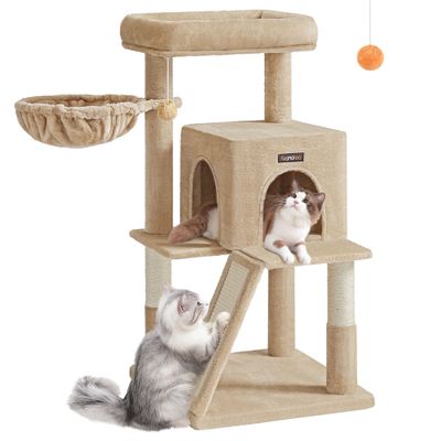 Feandrea Arbre à Chat, Tour de Jeux, Grand Plate-forme Marron camel