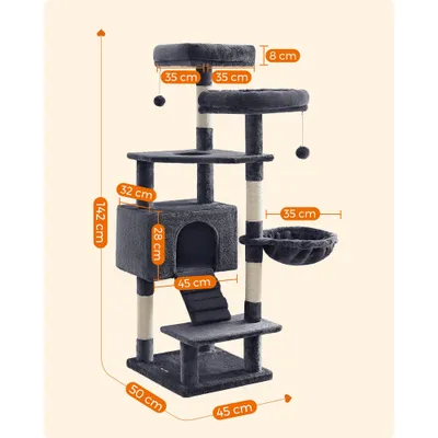 EANDREA Arbre à Chat, Tour de Jeux 142 cm