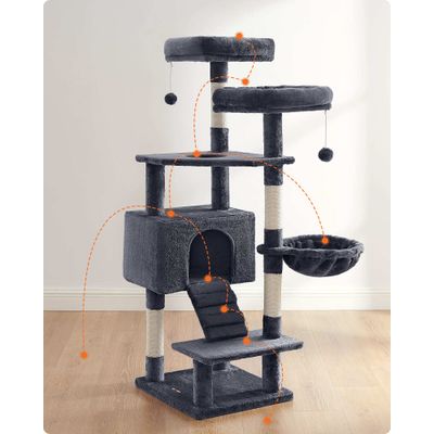EANDREA Arbre à Chat, Tour de Jeux 142 cm