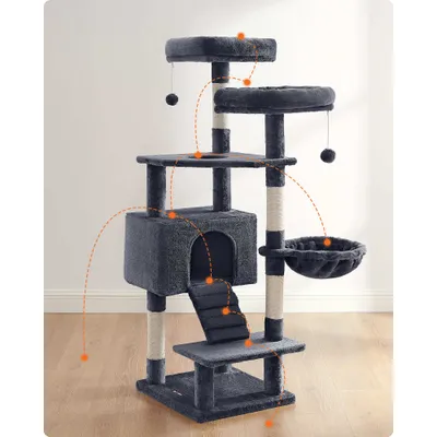 EANDREA Arbre à Chat, Tour de Jeux 142 cm