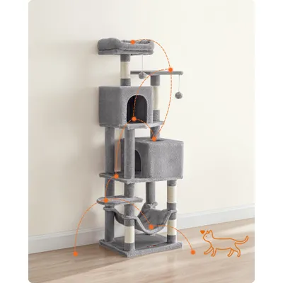 Feandrea Arbre à chat 155 cm de Hauteur, Tour de Jeux,  Multi-niveaux