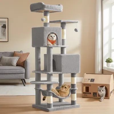 Feandrea Arbre à chat 155 cm de Hauteur, Tour de Jeux,  Multi-niveaux