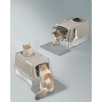 Feandrea Bac à Litière pour Chat, en Acier InoxydableGrande Taille