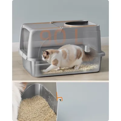 Feandrea Bac à Litière pour Chat, en Acier InoxydableGrande Taille Feandrea Bac à Litière pour Chat, en Acier InoxydableGrande Taille