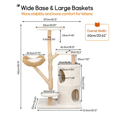 BINGOPAW Arbre à chat en Bois Naturel Living La Tour