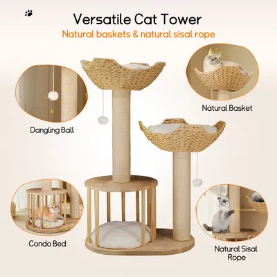 Arbre à Chat Hauteur Centre d'activités pour Chats avec Griffoir en Sisal