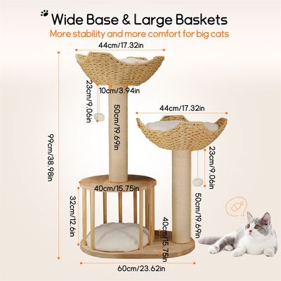 Arbre à Chat Hauteur Centre d'activités pour Chats avec Griffoir en Sisal