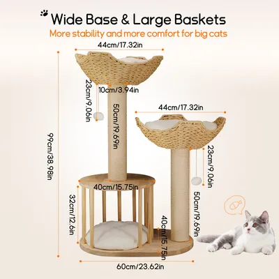 Arbre à Chat Hauteur Centre d'activités pour Chats avec Griffoir en Sisal