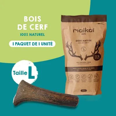 Boîte de 5 produits à mâcher + bois de cerf pour chiens
