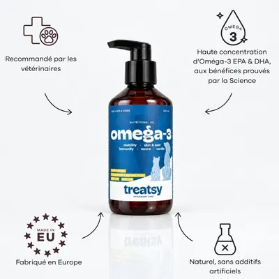 Treatsy Huile de Poissons Oméga 3-Peau, Articulations & Santé chiens chats Treatsy Huile de Poissons Oméga 3-Peau, Articulations & Santé chiens chats