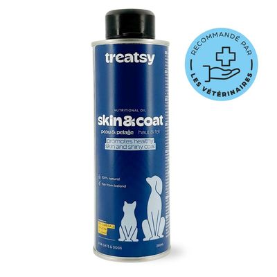 Treatsy Huile Naturelle Oméga 3 - Peau & Pelage pour chiens & chats