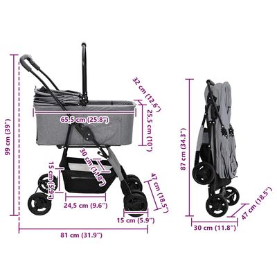 vidaXL Poussette pour Animaux Polyester