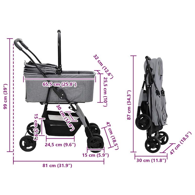vidaXL Poussette pour Animaux