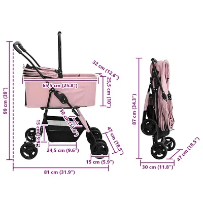 vidaXL Poussette pour Animaux Polyester