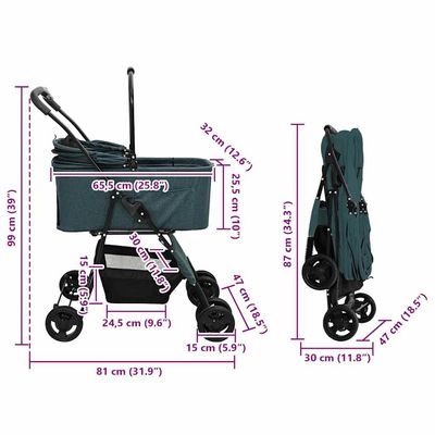 vidaXL Poussette pour Animaux Polyester