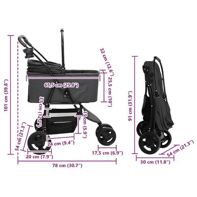 vidaXL Poussette pour Animaux Polyester