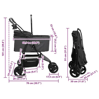 vidaXL Poussette pour Animaux Polyester