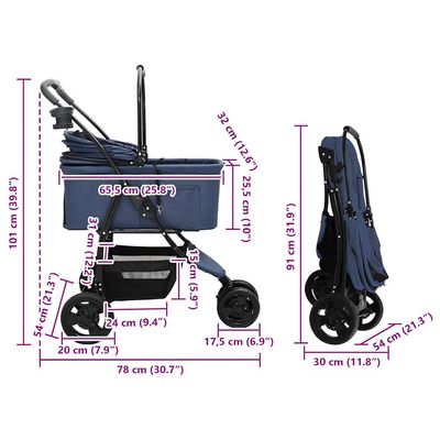 vidaXL Poussette pour Animaux Polyester