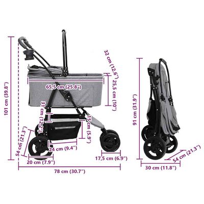vidaXL Poussette pour Animaux Polyester