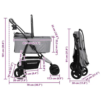 vidaXL Poussette pour Animaux Polyester