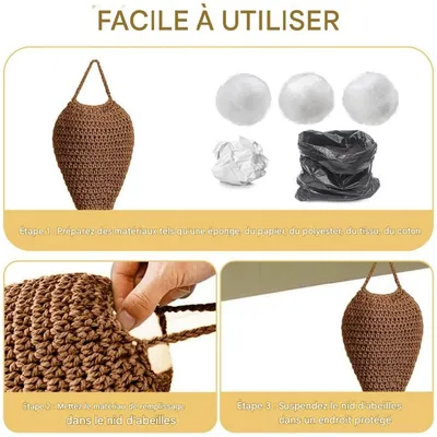 ZooVenture Faux nid de guêpe en coton crocheté pour terrasse et jardin