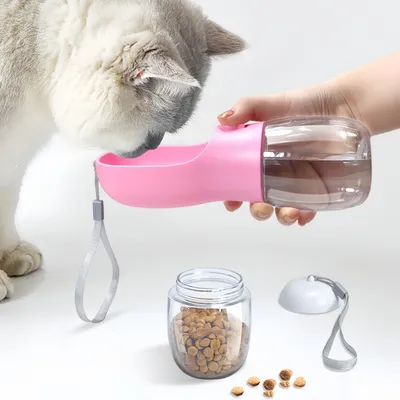 FurryFusion Bouteille d'eau pour chien avec conteneur de nourriture