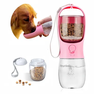 FurryFusion Bouteille d'eau pour chien avec conteneur de nourriture