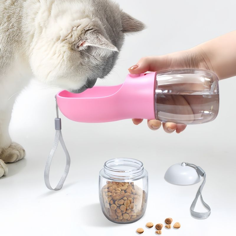 FurryFusion Bouteille d'eau pour chien avec conteneur de nourriture