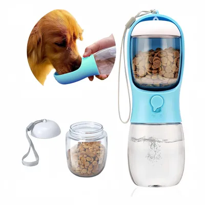 FurryFusion Bouteille d'eau pour chien avec conteneur de nourriture