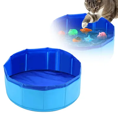 IntiMeg Baignoire pliable et jouets en caoutchouc souple pour chien et chat