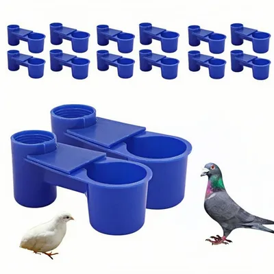 ZooVenture Lot de 12 abreuvoirs en plastique bleus pour oiseaux
