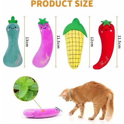 IntiMeg Jouet Herbe a Chat, 4 Pièces Jouet pour Chat, Cataire Légume Jouet