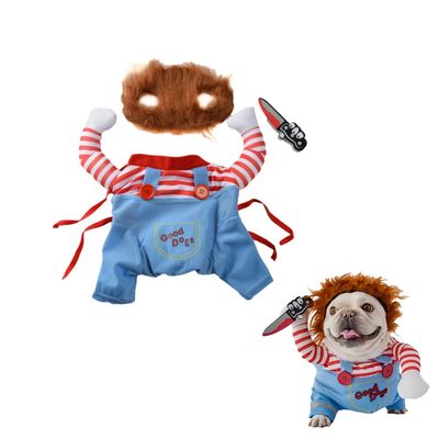 FurryFusion Costume de chien d'Halloween criminel brandissant un couteau