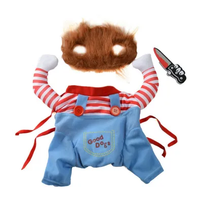 FurryFusion Halloween-Kostüm für Hunde: Krimineller mit Messer FurryFusion Halloween-Kostüm für Hunde: Krimineller mit Messer