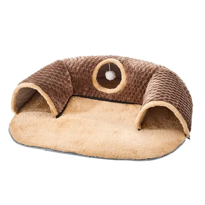 IntiMeg Tunnel en peluche pour chat pour jouer et dormir