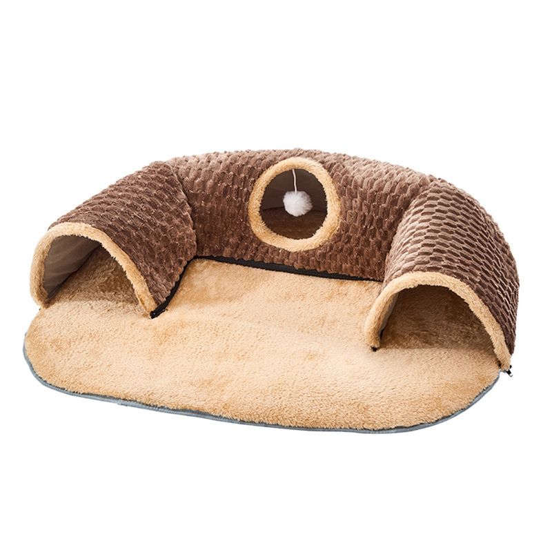 IntiMeg Tunnel en peluche pour chat pour jouer et dormir