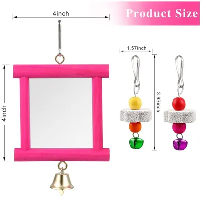 ZooVenture Lot de 4 jouets avec miroirs et clochettes pour Oiseaux