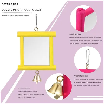 ZooVenture Lot de 4 jouets avec miroirs et clochettes pour Oiseaux
