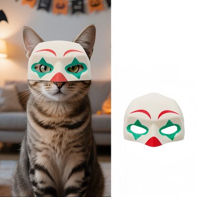 FurryFusion Masque de clown pour chat d'Halloween