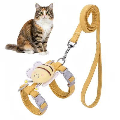 IntiMeg Harnais et laisse pour chat motif abeille