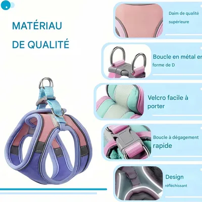 FurryFusion Harnais pour chat avec laisse et doublure réfléchissante