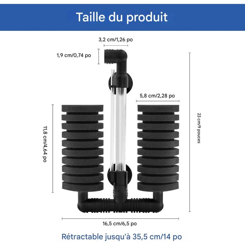 ZooVenture Lot de 2 filtres éponge pour aquarium