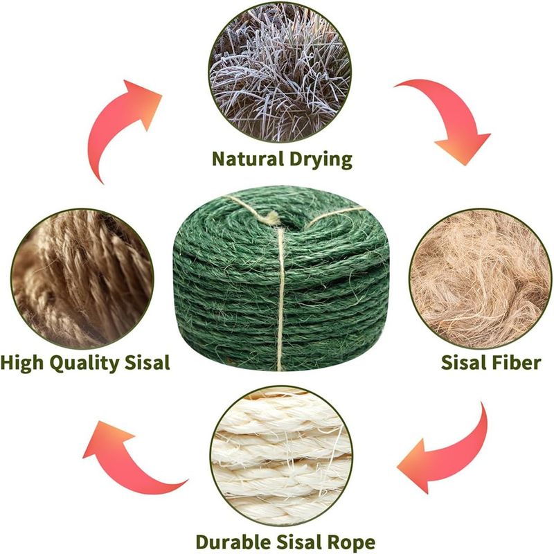 IntiMeg 6 mm, 10 m Corde en sisal pour griffoirs