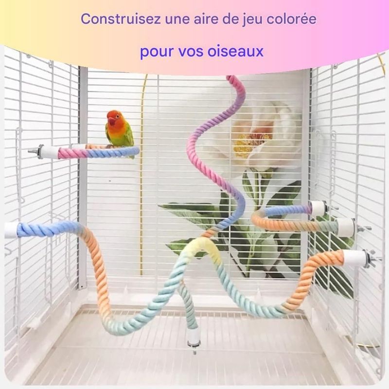 ZooVenture Corde spirale flexible en coton jouet pour oiseaux