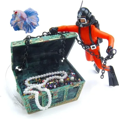 ZooVenture Ornement décoratif d'aquarium plongeur trésorier ZooVenture Ornement décoratif d'aquarium plongeur trésorier