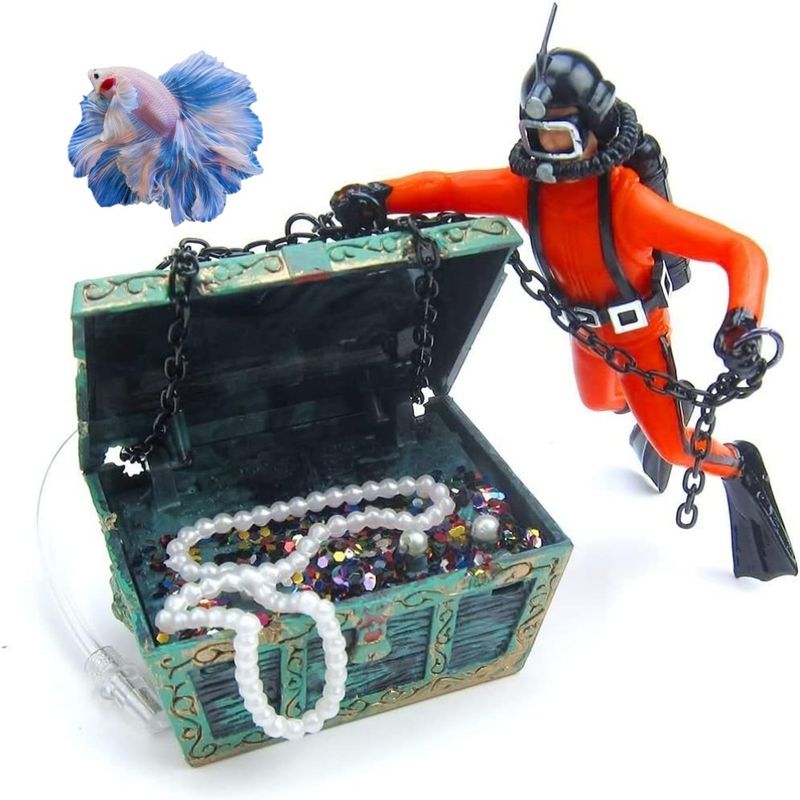 ZooVenture Ornement décoratif d'aquarium plongeur trésorier