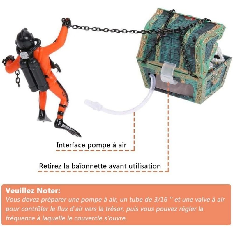 ZooVenture Ornement décoratif d'aquarium plongeur trésorier