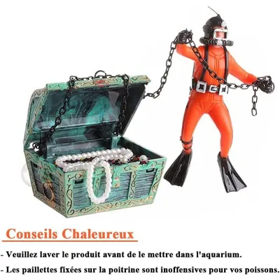 ZooVenture Ornement décoratif d'aquarium plongeur trésorier