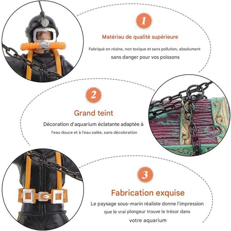ZooVenture Ornement décoratif d'aquarium plongeur trésorier