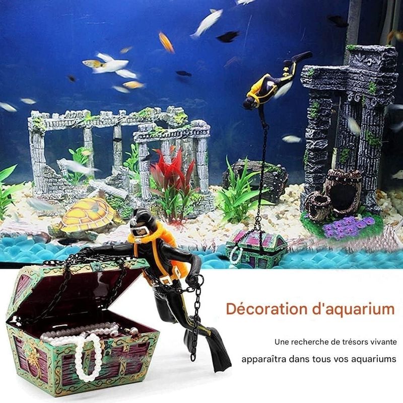 ZooVenture Ornement décoratif d'aquarium plongeur trésorier